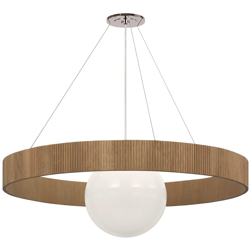 LED Chandelier from the Arena Collection in Polished Nickel And White Glass Finish by Visual Comfort Signature