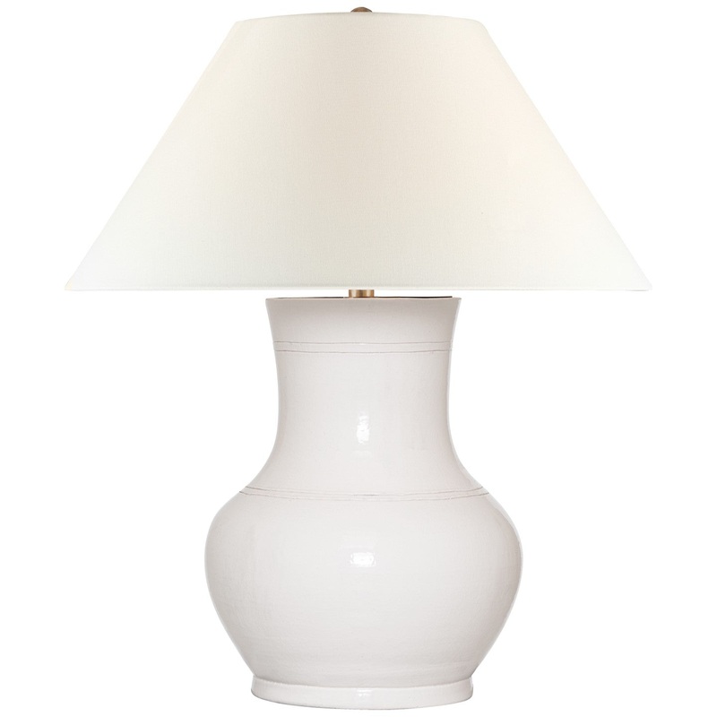LED Table Lamp from the Sorrento Collection in Glossy White Crackle Finish by Visual Comfort Signature
