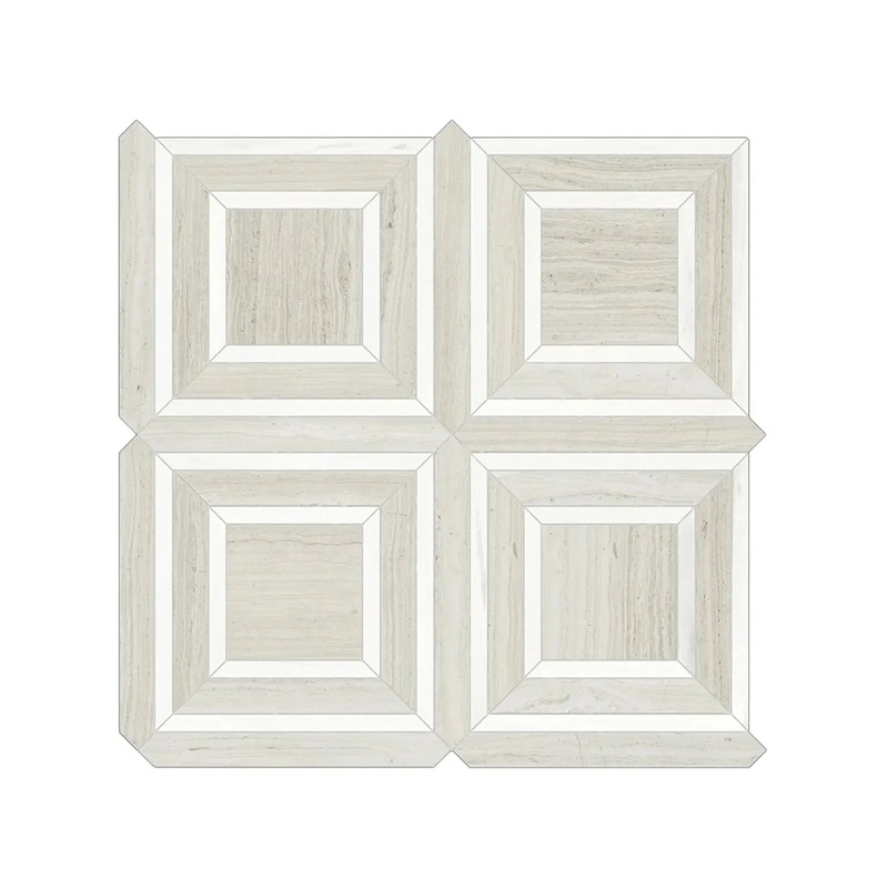 Mayfair Strada Ash Piazza Polished Porcelain Mosaics. 1 Sheet = .96 Sq. Ft.