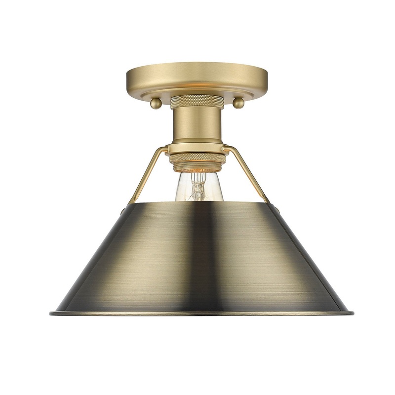 One Light Flush Mount from the Orwell Collection in Brushed Champagne Bronze Finish by Golden
