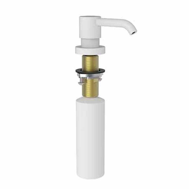 Soap Dispenser East Linear Matte White Deck Mount Brass Pump