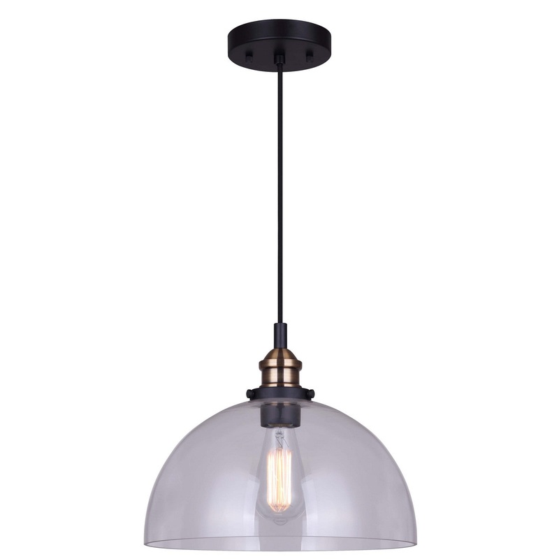 Canarm IPL674B01BKG Thea One Light Pendant Matte Black And Gold