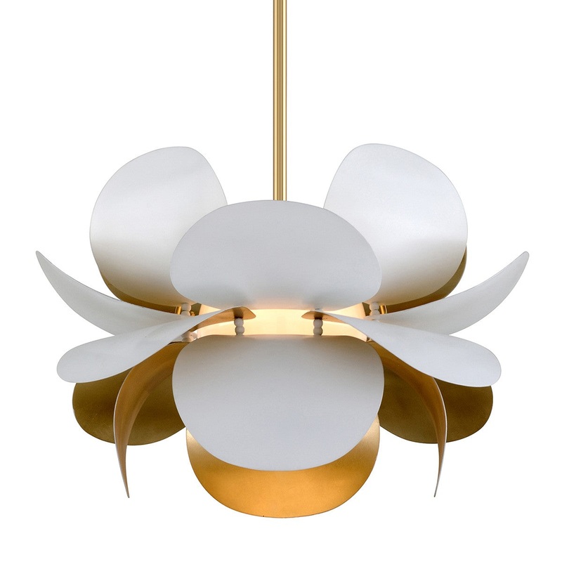 Corbett Lighting 314-42-GL/SWH Ginger One Light Chandelier Gold Leaf/Soft White Combo