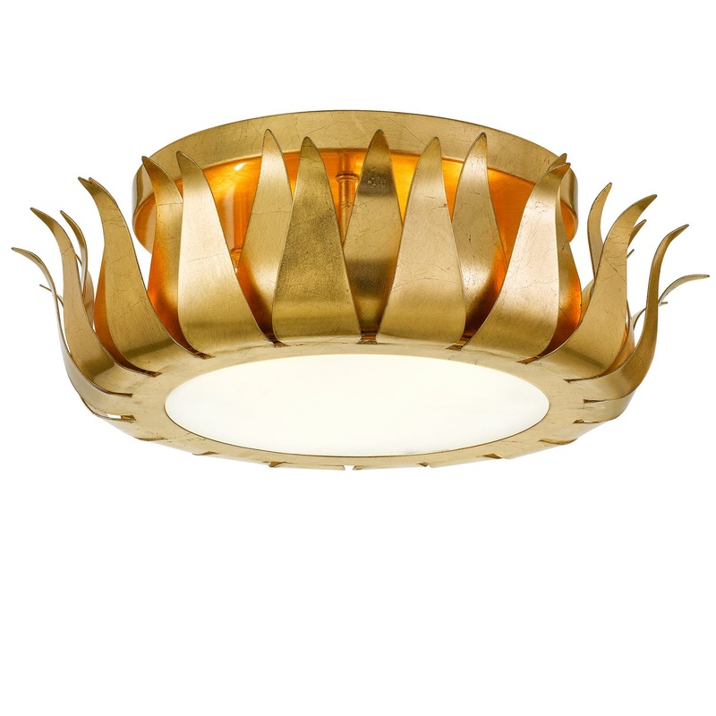 Crystorama 510-GA Broche Three Light Flush Mount Antique Gold