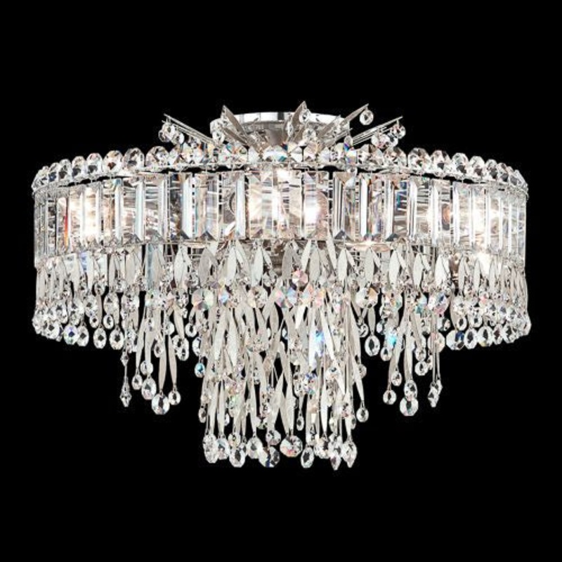 Five Light Semi-Flush Mount from the Triandra Collection by Schonbek White Clear Heritage Crystal
