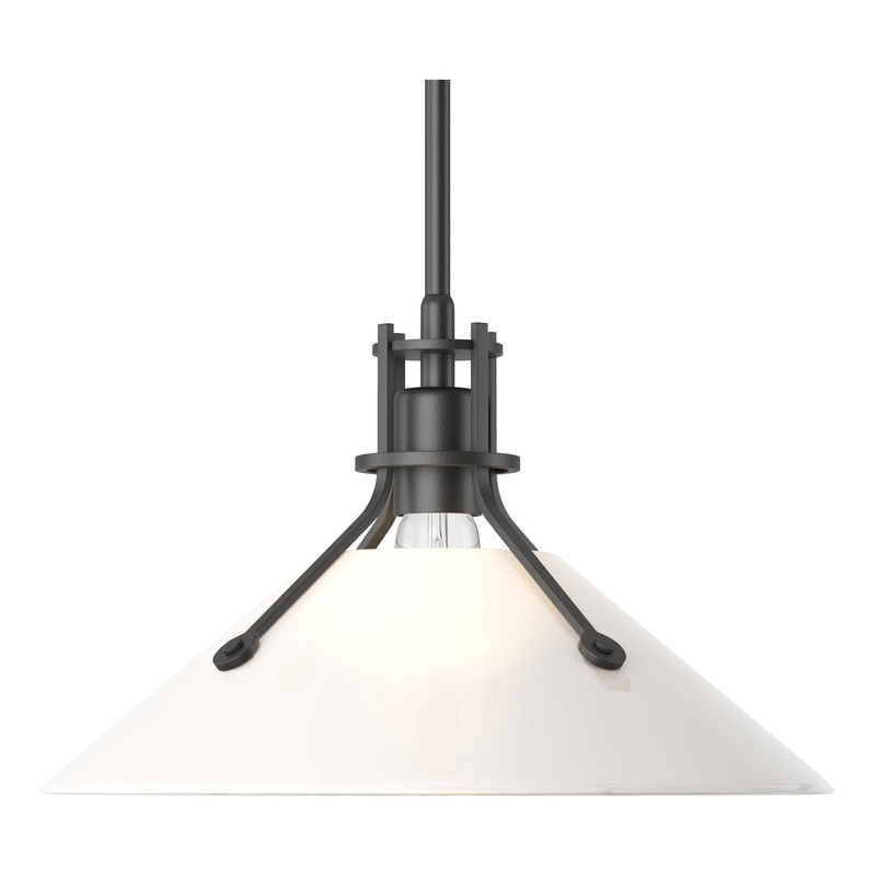 Henry Medium Glass Shade Pendant Black Frosted Glass (FD)