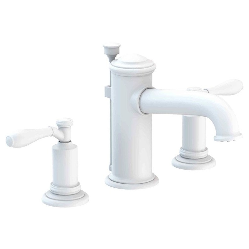 Lavatory Faucet Ithaca Widespread 8 to 20 Inch Spread 2 Lever ADA Matte White 1.2 Gallons per Minute Brass Spout Height 3-5/16 Inch