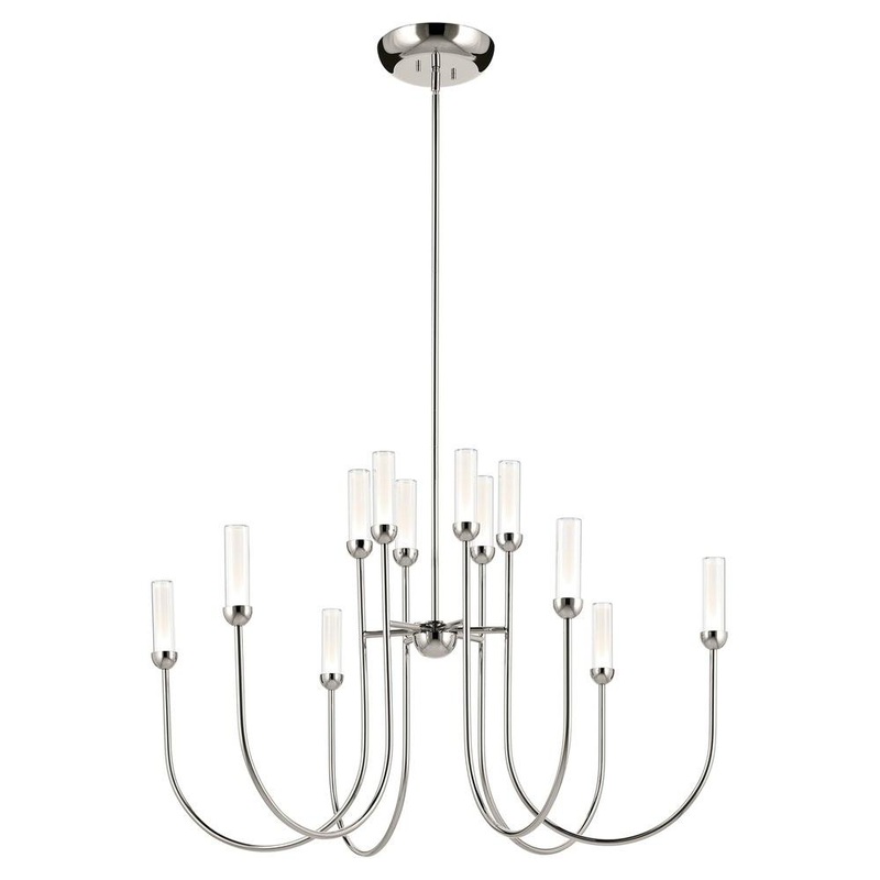 Moraine 40″ LED 12-Light 2-Tier Chandelier Polished Nickel