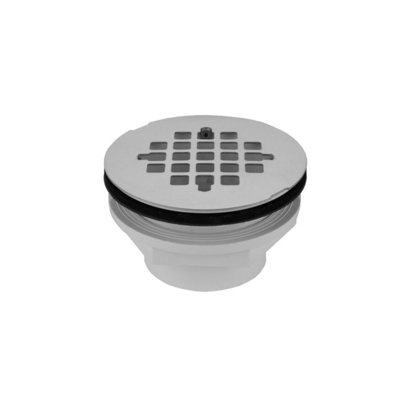 Shower Drain Rubber Seal Snap in Drain Plate 4-1/4 Inch Polished Chrome PVC/Stainless Steel for Fits 2″ PVC