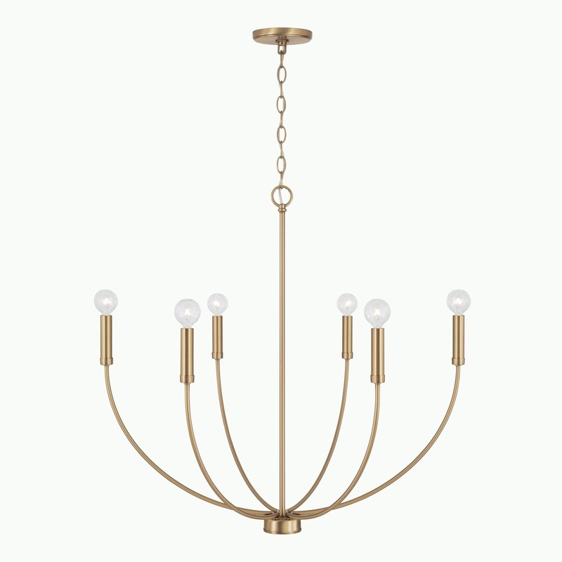 Six Light Chandelier from the Ansley Collection in Aged Brass Finish by Capital Lighting