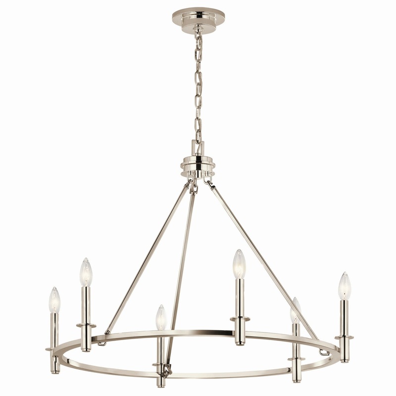 Six Light Chandelier from the Carrick Collection in Polished Nickel Finish by Kichler
