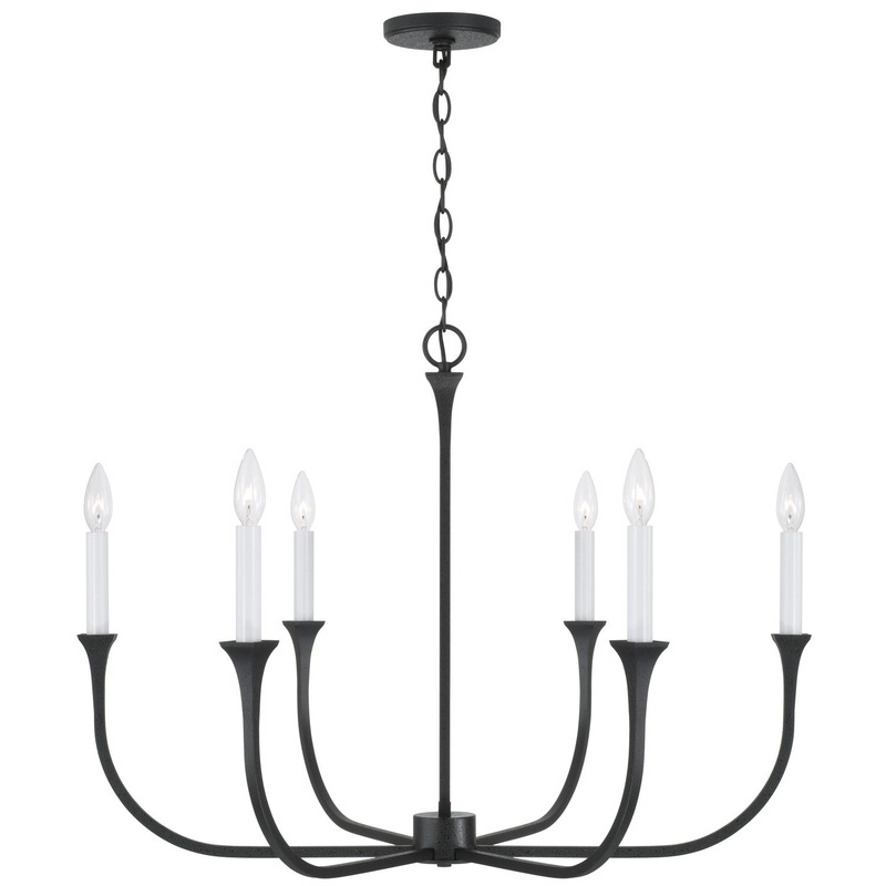 Six Light Chandelier from the Decklan Collection in Black Iron Finish by Capital Lighting