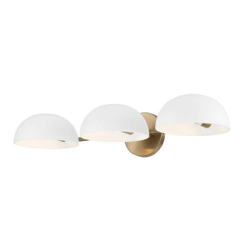 Three Light Vanity from the Reece Collection in Aged Brass and White Finish by Capital Lighting