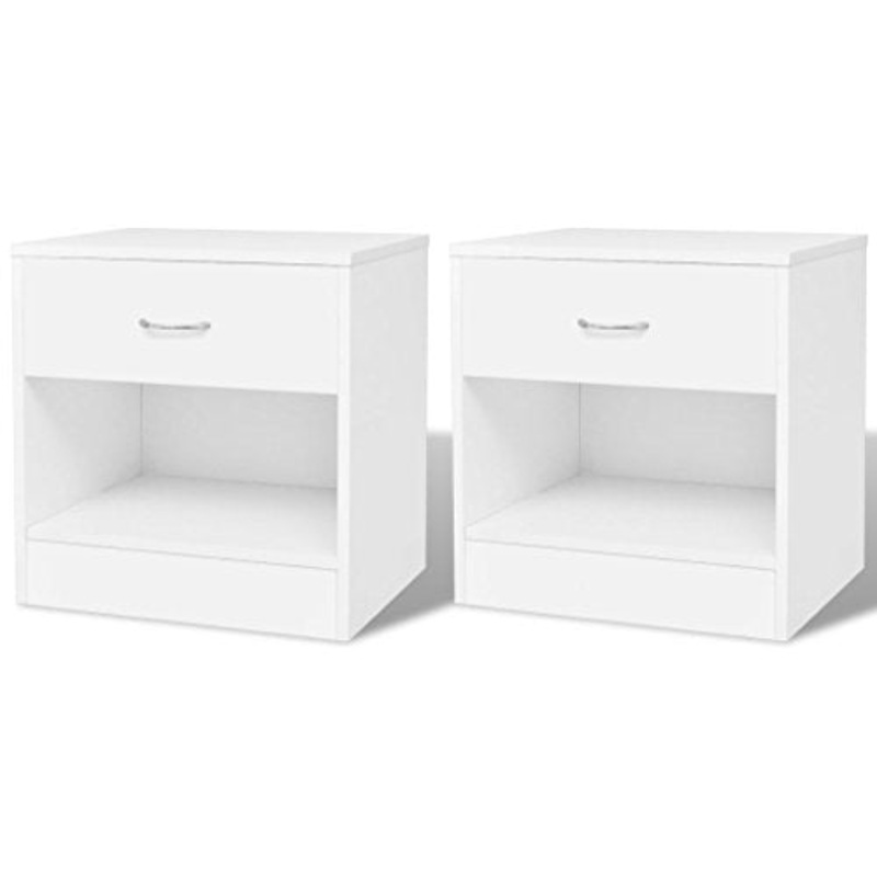 Tidyard 2 pz Comodini Moderno Truciolato Bianco con Cassetto,Comodino Camera da Letto Moderno,Comodino con Cassetto,Comodino Cameretta Moderno,Comodino Bianco 36,5×30,5×38 cm