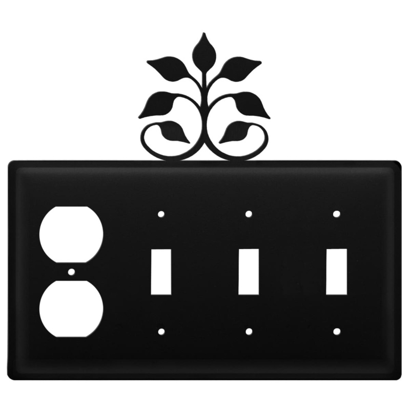 Village Wrought Iron EOSSS-109 Quad Leaf Fan Single Outlet and Triple Switch Cover CUSTOM Product