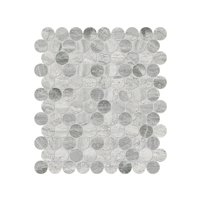1.25″ Volcana Notte Penny Round Honed Marble Mosaic 1 Sheet = .99 Sqft
