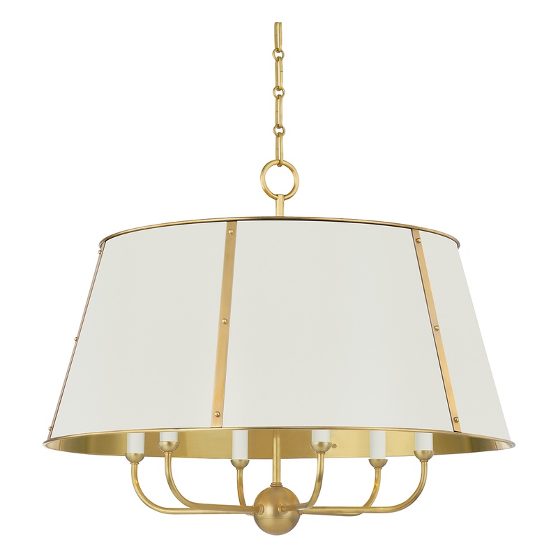 Cambridge 6-Light Chandelier Aged Brass/Off White
