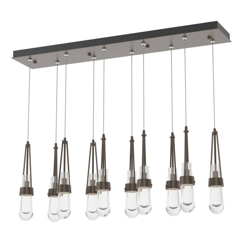 Link 10-Light Clear Glass Pendant Bronze