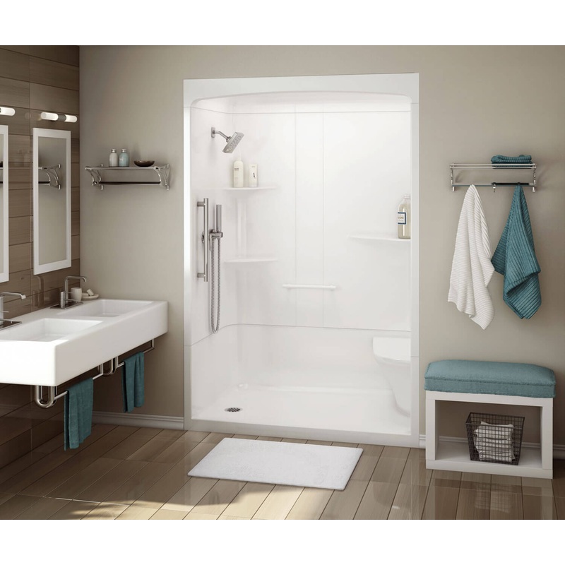 MAAX 107002-SNR-000-001 ALLIA SHR-6034 Acrylic Alcove Right-Hand Drain Three-Piece Shower in White