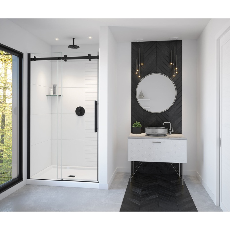 MAAX 138460-900-340-000 Vela 44 -47 x 78  in. 8mm Sliding Shower Door for Alcove Installation with Clear glass in Matte Black