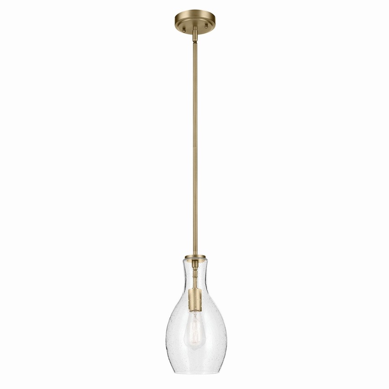 One Light Pendant from the Everly Collection in Natural Brass Finish by Kichler