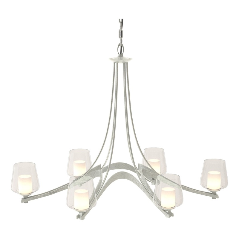 Oval Ribbon 6-Arm Chandelier Vintage Platinum