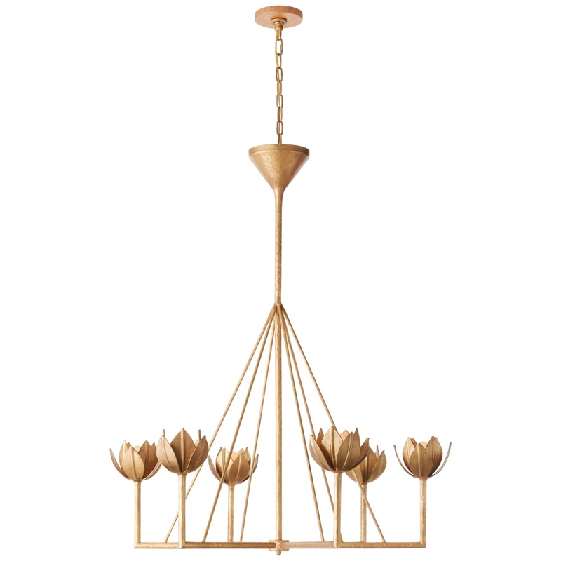 Six Light Chandelier from the Alberto Collection in Antique Gold Leaf Finish by Visual Comfort Signature