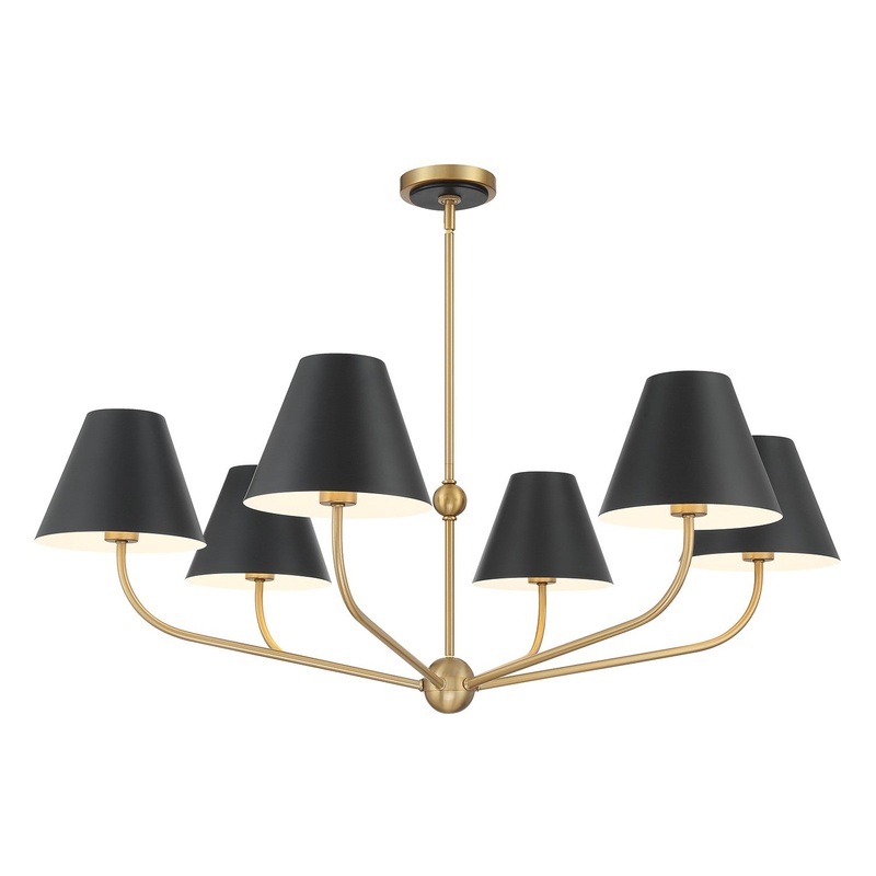 Six Light Chandelier from the Xavier Collection in Vibrant Gold/Matte Black Finish by Crystorama