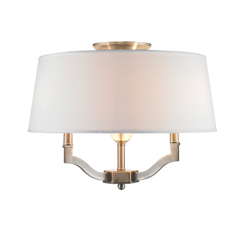 Three Light Semi-Flush Mount from the Waverly PW Collection in Pewter Finish by Golden