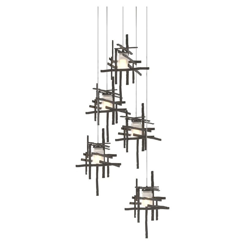 Tura 5-Light Frosted Glass Pendant Dark Smoke
