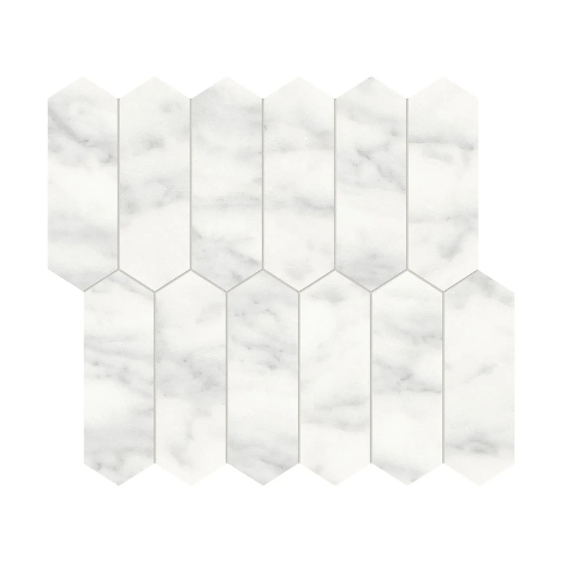 2″ x 6″ Cromo Bianco Picket Honed Marble Mosaic 1 Sheet = .87 Sqft 2″ x 6″