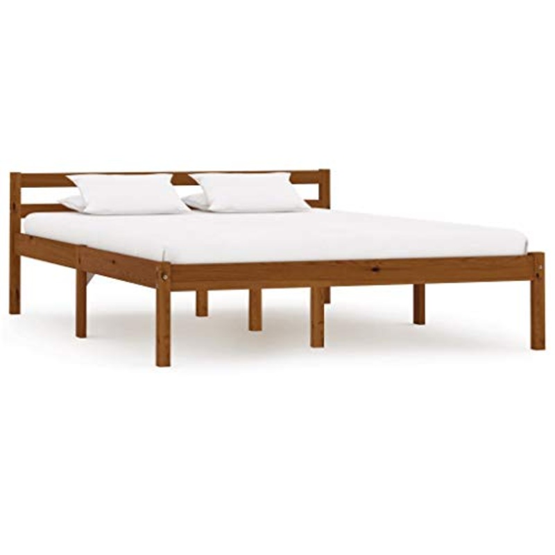 BIGTO – Struttura per letto in legno di pino massiccio, per camera da letto, colore: Marrone miele, 120 x 200 cm
