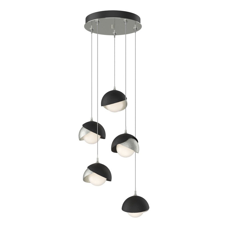 Brooklyn 5-Light Double Shade Pendant Sterling Black