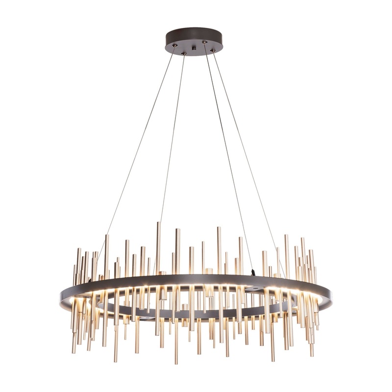 Cityscape Circular LED Pendant Dark Smoke Soft Gold