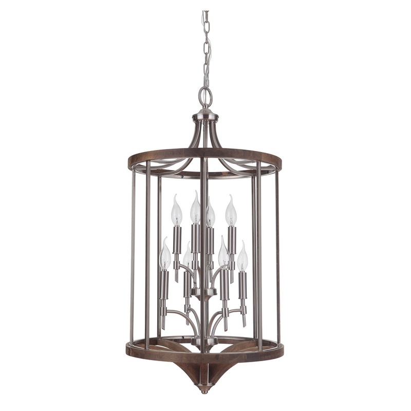 Craftmade 40338-BNKWB Tahoe Eight Light Foyer Pendant Brushed Nickel/Whiskey Barrel (Discontinued)