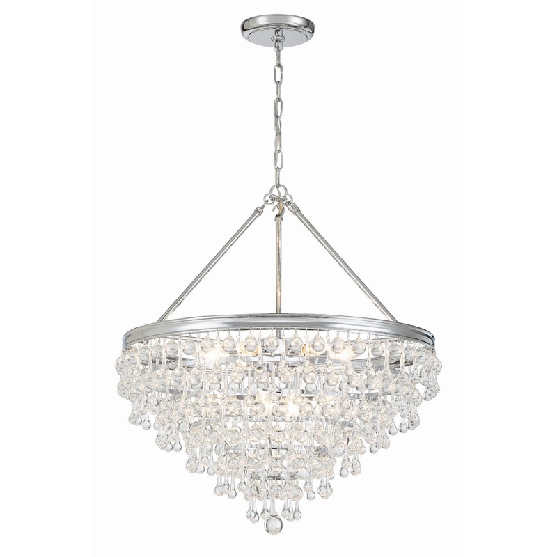 Crystorama 137-CH Calypso Eight Light Chandelier Polished Chrome