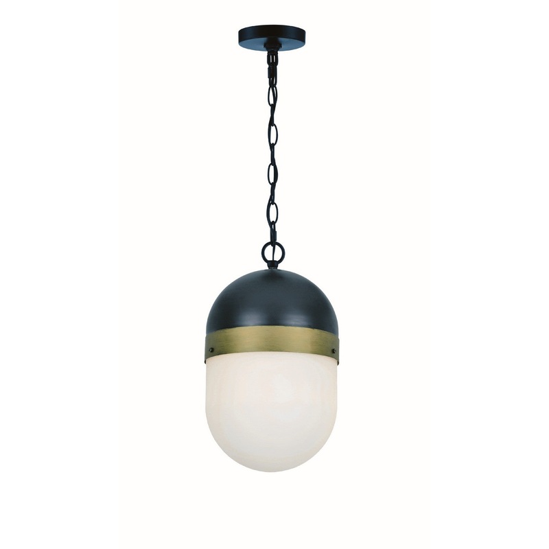 Crystorama CAP-8507-MK-TG Capsule One Light Outdoor Pendant Matte Black / Textured Gold