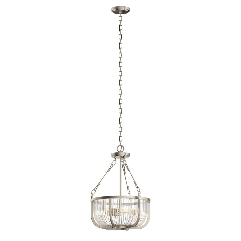 Kichler 42389NI Three Light Pendant, Brushed Nickel