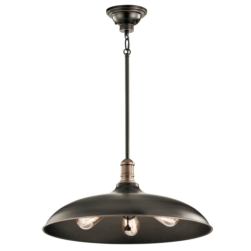 Kichler 42649OZ Three Light Pendant, Olde Bronze