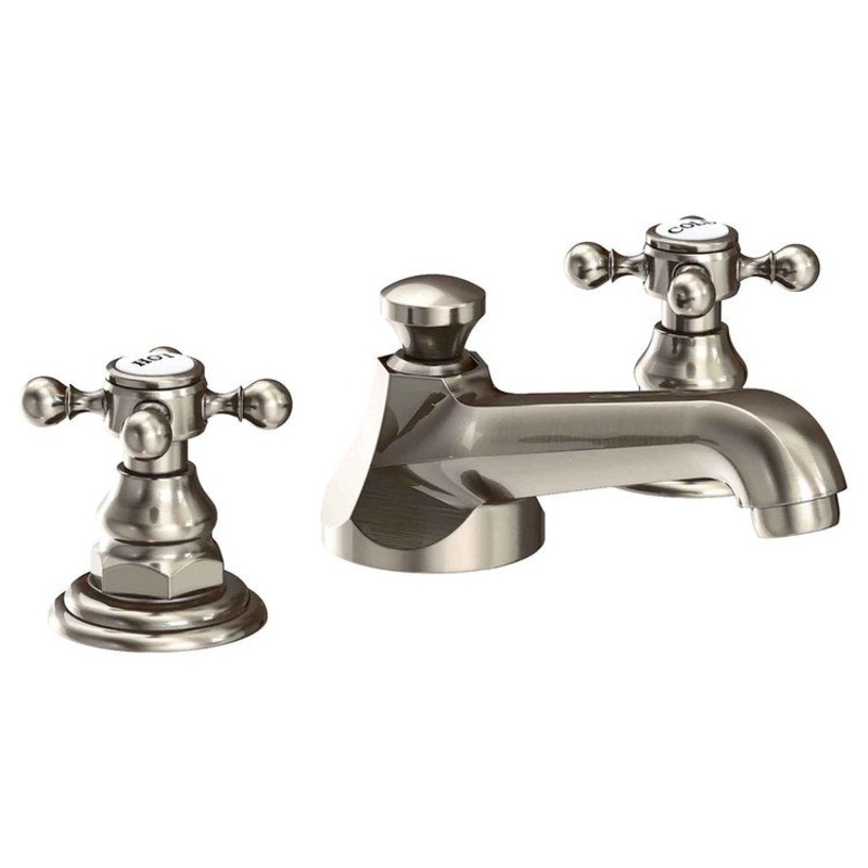 Lavatory Faucet Astor Widespread 8 to 20 Inch Spread 2 Cross ADA Antique Nickel 1.2 Gallons per Minute Brass Spout Height 1-7/16 Inch