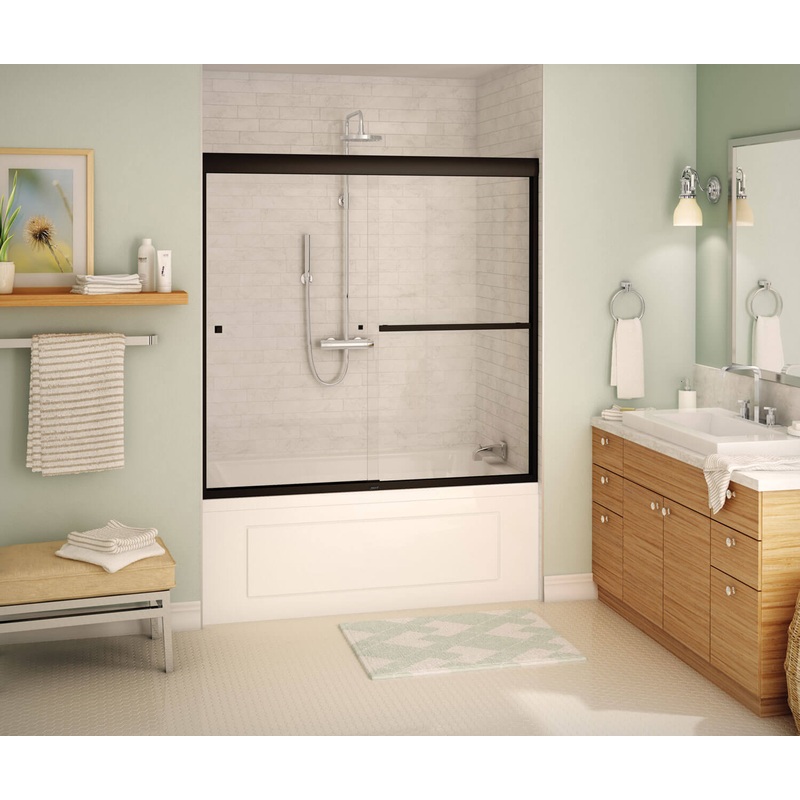 MAAX 135673-900-172-000 Aura 55-59 x 57 in. 8 mm Bypass Tub Door for Alcove Installation with Clear glass in Dark Bronze