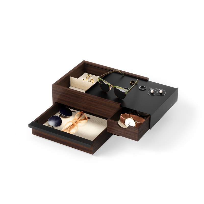 Stowit Jewelry Box Black/Walnut