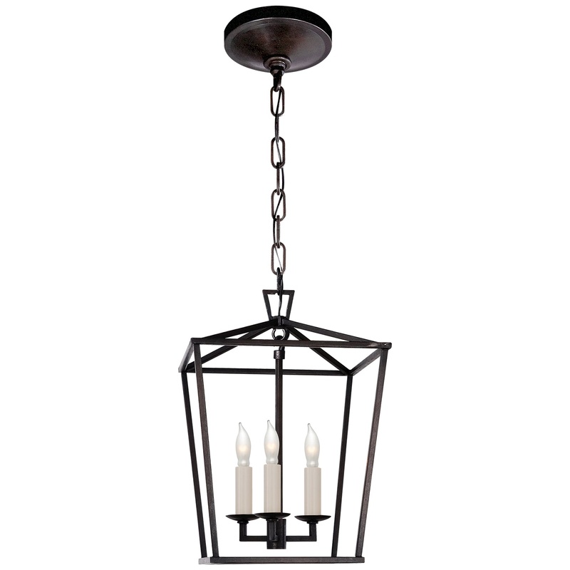 Three Light Lantern from the Darlana Collection in Aged Iron Finish by Visual Comfort Signature