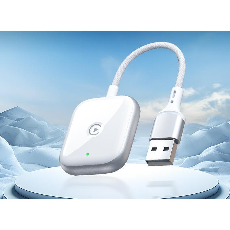 2-in-1 Wireless CarPlay & Android Auto Adapter – Plug & Play Dongle for Cars(Applicable to iPhone-White)