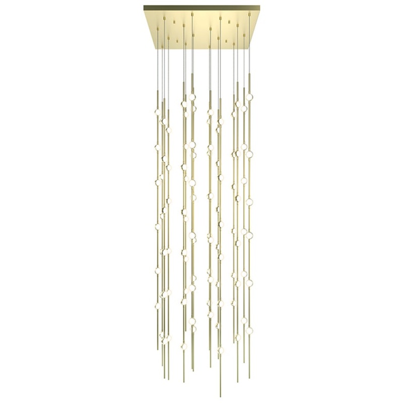 Constellation Andromeda 24″ Square LED Pendant Satin Brass with White Optical Acrylic 2700K 10′ Adjustable Cord