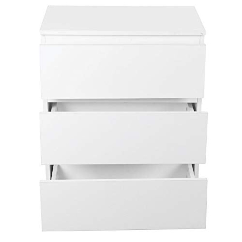 DFGH Tavolo Notturno, Tavolo Night Bianco 3 Cassetti Cabinetto Comodino Comodino Ad Alto Comodino Mobili da Camera da Letto Lucido