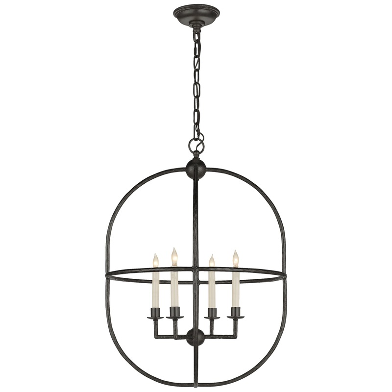 Four Light Lantern from the Desmond Cage Collection in Aged Iron Finish by Visual Comfort Signature