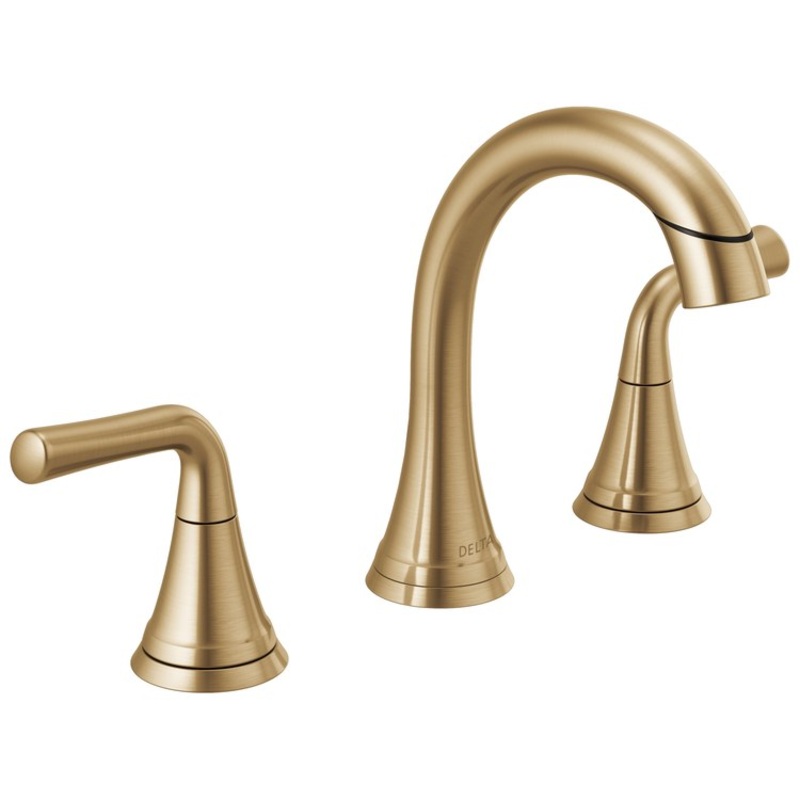 Lavatory Faucet Kayra Widespread 6 to 16 Inch Spread 2 Lever ADA WaterSense Brilliance Champagne Bronze 1.2 Gallons per Minute Metal Pop-Up 3 Hole