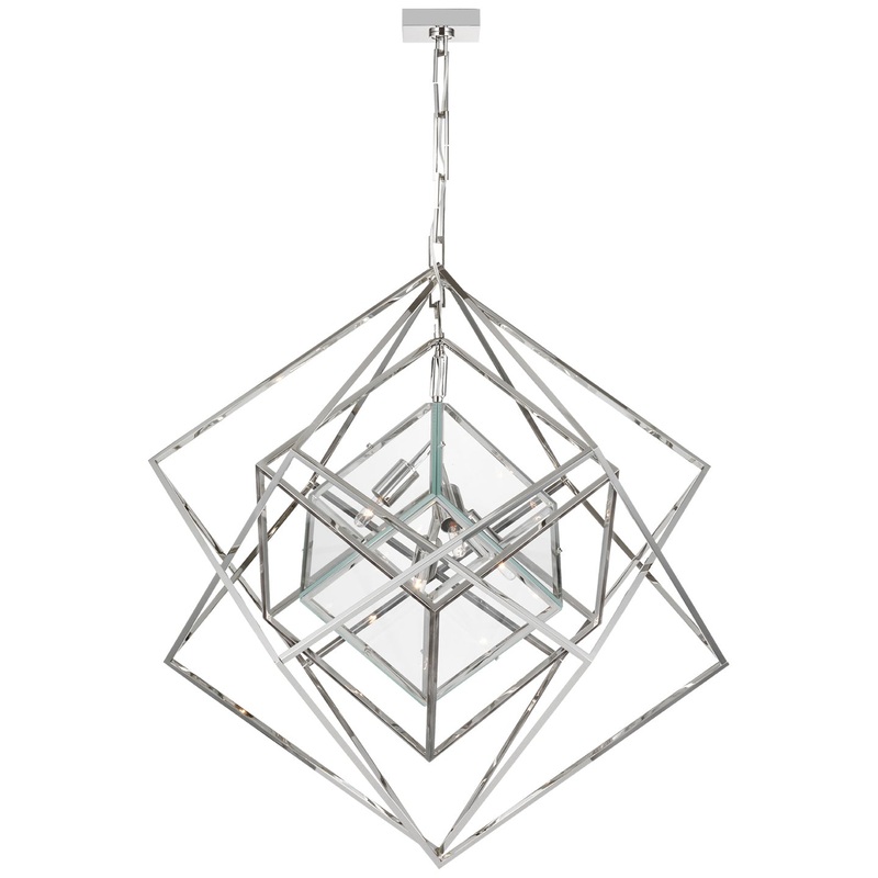 LED Chandelier from the Cubist Collection in Polished Nickel Finish by Visual Comfort Signature