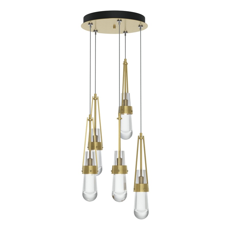 Link 5-Light Clear Glass Pendant Modern Brass